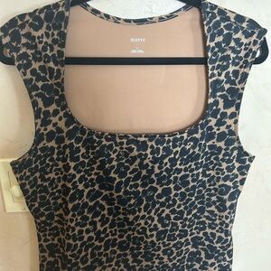 Maeve Tan and Black Animal Print Top